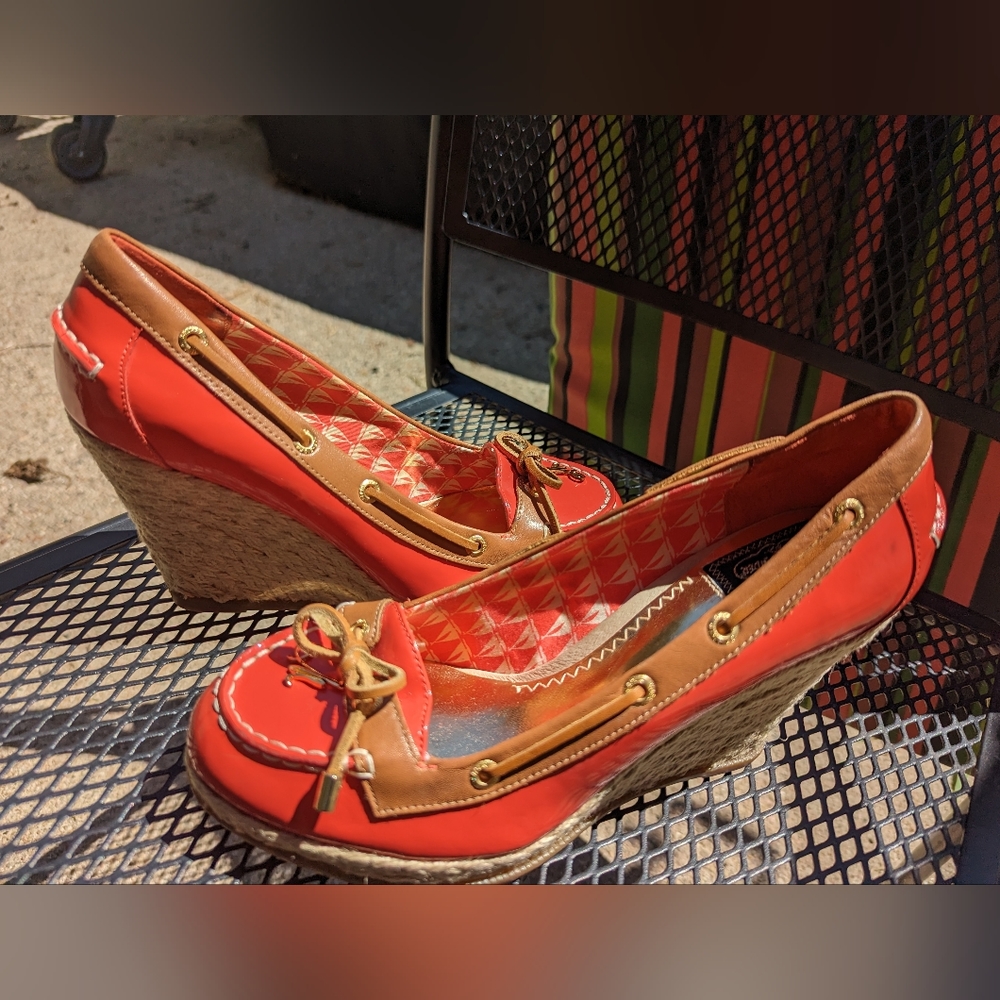 Milly for Sperry Top Sider Orange Wedge Heel Size 7M